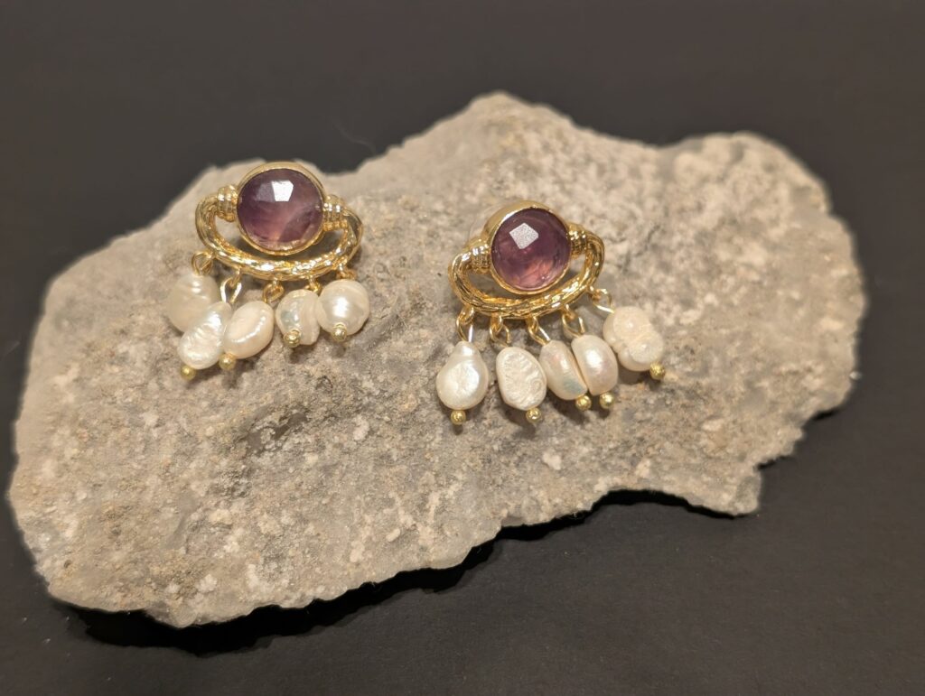 Pearl and Amethyst Earrings