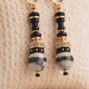 Onyx Earrings with Gold- Plated Accents