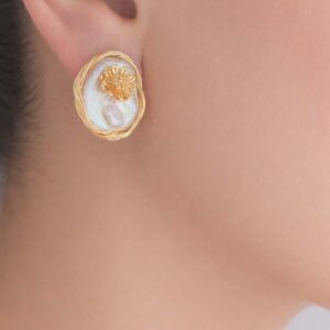 Baroque Pearl Earrings, Gold-Plated