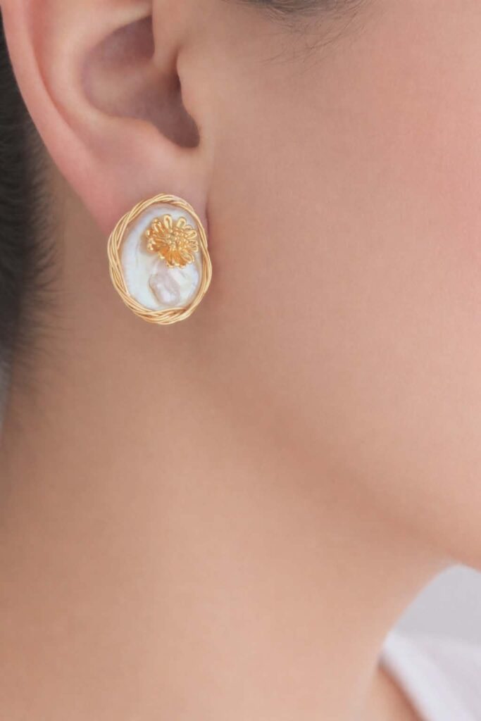 Baroque Pearl Earrings, Gold-Plated