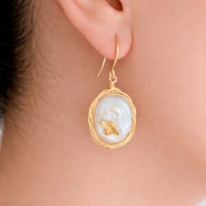Baroque Pearl Earrings, Gold-Plated