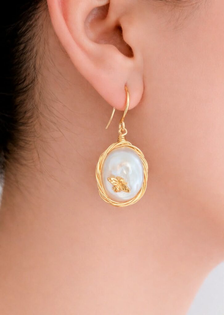 Baroque Pearl Earrings, Gold-Plated